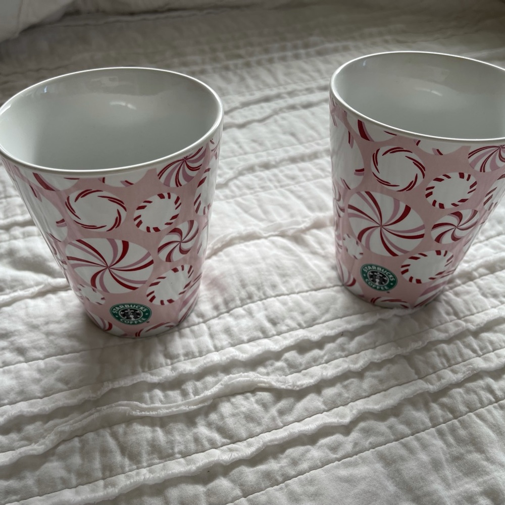 2 Starbucks 2004 Pink Peppermint Mugs! - Picture 2 of 4